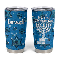 Israel Christmas Tumbler Cup with Blue Star of David Pattern and Menorah Motif - Wonder Print Shop
