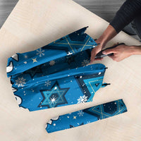 Israel Christmas Umbrella with Blue Star of David Pattern and Menorah Motif - Wonder Print Shop