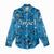 Israel Christmas Women Casual Shirt with Blue Star of David Pattern and Menorah Motif - Wonder Print Shop
