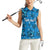 Israel Christmas Women Sleeveless Polo Shirt with Blue Star of David Pattern and Menorah Motif - Wonder Print Shop