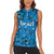 Israel Christmas Women Sleeveless Polo Shirt with Blue Star of David Pattern and Menorah Motif - Wonder Print Shop
