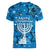 Israel Christmas Women V-Neck T-Shirt with Blue Star of David Pattern and Menorah Motif - Wonder Print Shop