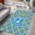 Israel Christmas Area Rug with Blue-Yellow Star Pattern, Menorah, and Santa Motif - Wonder Print Shop
