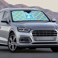 Israel Christmas Auto Sun Shade with Blue-Yellow Star Pattern, Menorah, and Santa Motif - Wonder Print Shop