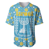 Israel Christmas Baseball Jersey with Blue-Yellow Star Pattern, Menorah, and Santa Motif - Wonder Print Shop