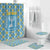 Israel Christmas Bathroom Set with Blue-Yellow Star Pattern, Menorah, and Santa Motif - Wonder Print Shop