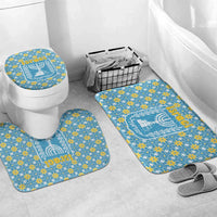 Israel Christmas Bathroom Set with Blue-Yellow Star Pattern, Menorah, and Santa Motif - Wonder Print Shop