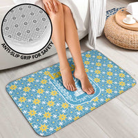 Israel Christmas Bathroom Set with Blue-Yellow Star Pattern, Menorah, and Santa Motif - Wonder Print Shop