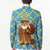 Israel Christmas Blazer with Blue-Yellow Star Pattern, Menorah, and Santa Motif - Wonder Print Shop