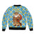 Israel Christmas Bomber Jacket with Blue-Yellow Star Pattern, Menorah, and Santa Motif - Wonder Print Shop