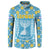 Israel Christmas Button Sweatshirt with Blue-Yellow Star Pattern, Menorah, and Santa Motif - Wonder Print Shop