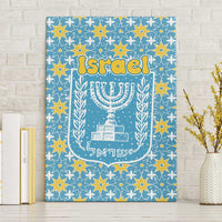 Israel Christmas Canvas Wall Art with Blue-Yellow Star Pattern, Menorah, and Santa Motif - Wonder Print Shop