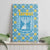 Israel Christmas Canvas Wall Art with Blue-Yellow Star Pattern, Menorah, and Santa Motif - Wonder Print Shop