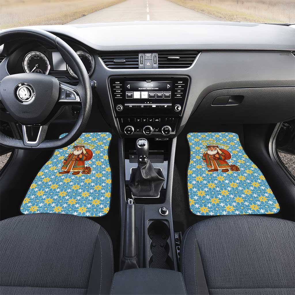Israel Christmas Car Mats with Blue-Yellow Star Pattern, Menorah, and Santa Motif - Wonder Print Shop
