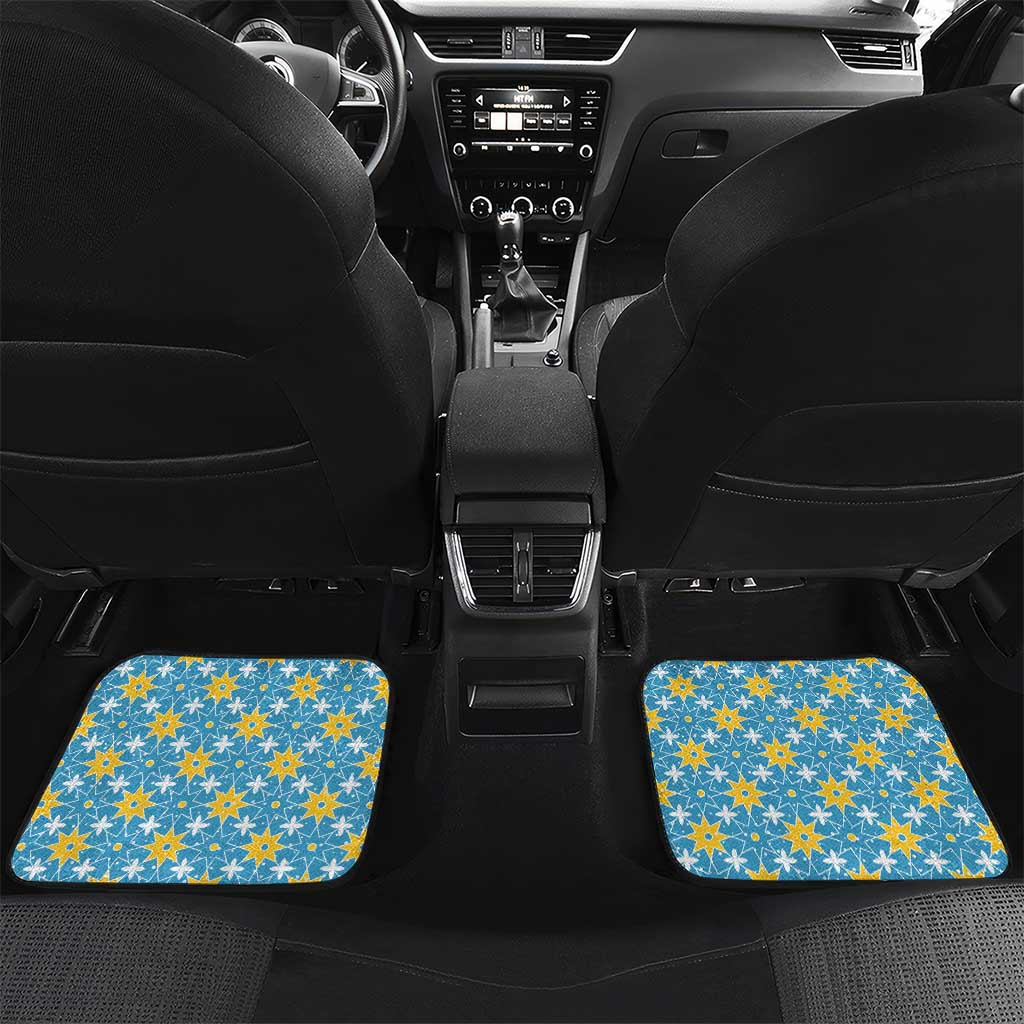Israel Christmas Car Mats with Blue-Yellow Star Pattern, Menorah, and Santa Motif - Wonder Print Shop