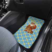 Israel Christmas Car Mats with Blue-Yellow Star Pattern, Menorah, and Santa Motif - Wonder Print Shop