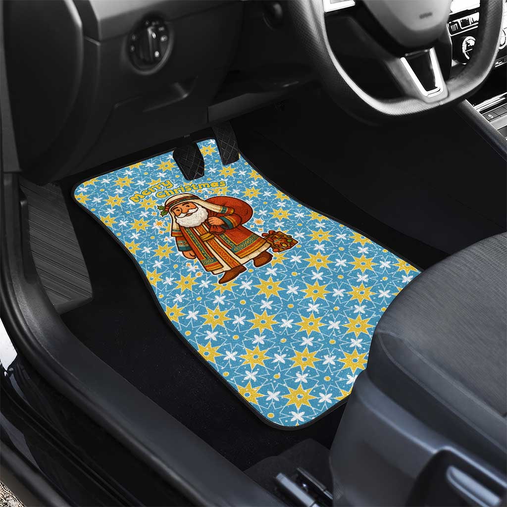 Israel Christmas Car Mats with Blue-Yellow Star Pattern, Menorah, and Santa Motif - Wonder Print Shop