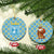 Israel Christmas Ceramic Ornament with Blue-Yellow Star Pattern, Menorah, and Santa Motif - Wonder Print Shop
