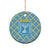 Israel Christmas Ceramic Ornament with Blue-Yellow Star Pattern, Menorah, and Santa Motif - Wonder Print Shop