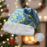 Israel Christmas Santa Hat with Blue-Yellow Star Pattern, Menorah, and Santa Motif - Wonder Print Shop