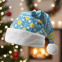 Israel Christmas Santa Hat with Blue-Yellow Star Pattern, Menorah, and Santa Motif - Wonder Print Shop
