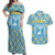 Israel Christmas Couples Matching Off Shoulder Maxi Dress and Hawaiian Shirt with Blue-Yellow Star Pattern, Menorah, and Santa Motif - Wonder Print Shop