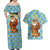 Israel Christmas Couples Matching Off Shoulder Maxi Dress and Hawaiian Shirt with Blue-Yellow Star Pattern, Menorah, and Santa Motif - Wonder Print Shop