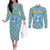 Israel Christmas Couples Matching Off The Shoulder Long Sleeve Dress and Long Sleeve Button Shirt with Blue-Yellow Star Pattern, Menorah, and Santa Motif - Wonder Print Shop