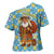 Israel Christmas Cross Shoulder Shirt with Blue-Yellow Star Pattern, Menorah, and Santa Motif - Wonder Print Shop