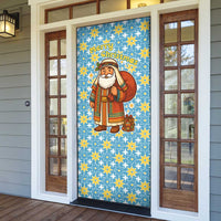 Israel Christmas Door Cover with Blue-Yellow Star Pattern, Menorah, and Santa Motif - Wonder Print Shop