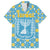Israel Christmas Family Matching Long Sleeve Bodycon Dress and Hawaiian Shirt with Blue-Yellow Star Pattern, Menorah, and Santa Motif - Wonder Print Shop