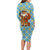 Israel Christmas Family Matching Long Sleeve Bodycon Dress and Hawaiian Shirt with Blue-Yellow Star Pattern, Menorah, and Santa Motif - Wonder Print Shop