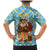 Israel Christmas Family Matching Mermaid Dress and Hawaiian Shirt with Blue-Yellow Star Pattern, Menorah, and Santa Motif - Wonder Print Shop