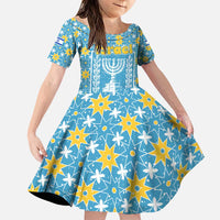 Israel Christmas Family Matching Puletasi and Hawaiian Shirt with Blue-Yellow Star Pattern, Menorah, and Santa Motif - Wonder Print Shop
