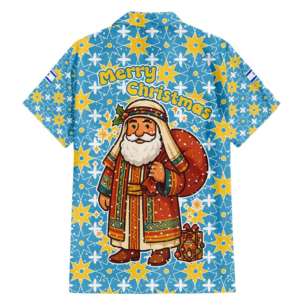 Israel Christmas Family Matching Puletasi and Hawaiian Shirt with Blue-Yellow Star Pattern, Menorah, and Santa Motif - Wonder Print Shop