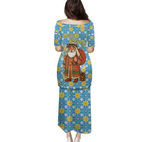 Israel Christmas Family Matching Puletasi and Hawaiian Shirt with Blue-Yellow Star Pattern, Menorah, and Santa Motif - Wonder Print Shop