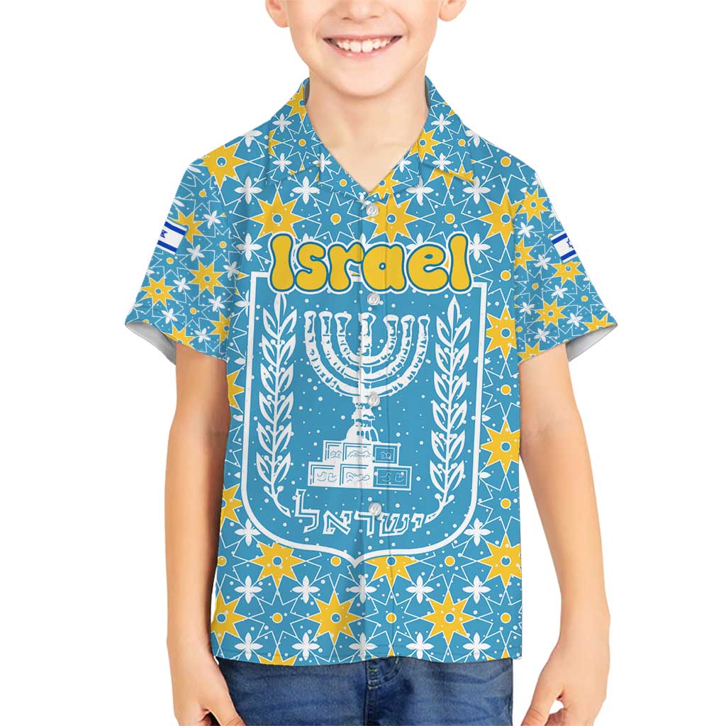 Israel Christmas Family Matching Puletasi and Hawaiian Shirt with Blue-Yellow Star Pattern, Menorah, and Santa Motif - Wonder Print Shop