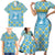 Israel Christmas Family Matching Short Sleeve Bodycon Dress and Hawaiian Shirt with Blue-Yellow Star Pattern, Menorah, and Santa Motif - Wonder Print Shop