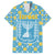 Israel Christmas Family Matching Short Sleeve Bodycon Dress and Hawaiian Shirt with Blue-Yellow Star Pattern, Menorah, and Santa Motif - Wonder Print Shop
