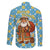 Israel Christmas Family Matching Short Sleeve Bodycon Dress and Hawaiian Shirt with Blue-Yellow Star Pattern, Menorah, and Santa Motif - Wonder Print Shop