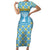 Israel Christmas Family Matching Short Sleeve Bodycon Dress and Hawaiian Shirt with Blue-Yellow Star Pattern, Menorah, and Santa Motif - Wonder Print Shop