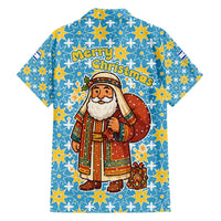 Israel Christmas Family Matching Summer Maxi Dress and Hawaiian Shirt with Blue-Yellow Star Pattern, Menorah, and Santa Motif - Wonder Print Shop