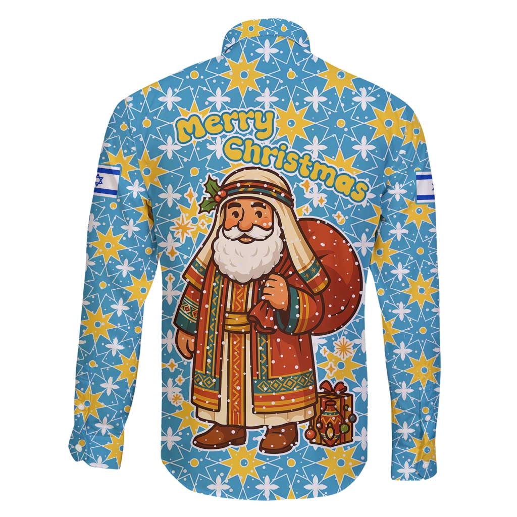 Israel Christmas Family Matching Summer Maxi Dress and Hawaiian Shirt with Blue-Yellow Star Pattern, Menorah, and Santa Motif - Wonder Print Shop