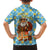 Israel Christmas Family Matching Tank Maxi Dress and Hawaiian Shirt with Blue-Yellow Star Pattern, Menorah, and Santa Motif - Wonder Print Shop