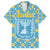 Israel Christmas Family Matching Tank Maxi Dress and Hawaiian Shirt with Blue-Yellow Star Pattern, Menorah, and Santa Motif - Wonder Print Shop