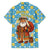 Israel Christmas Family Matching Tank Maxi Dress and Hawaiian Shirt with Blue-Yellow Star Pattern, Menorah, and Santa Motif - Wonder Print Shop