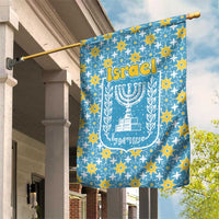 Israel Christmas Garden Flag with Blue-Yellow Star Pattern, Menorah, and Santa Motif - Wonder Print Shop