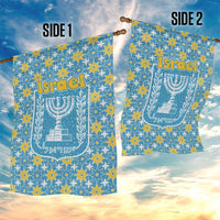 Israel Christmas Garden Flag with Blue-Yellow Star Pattern, Menorah, and Santa Motif - Wonder Print Shop