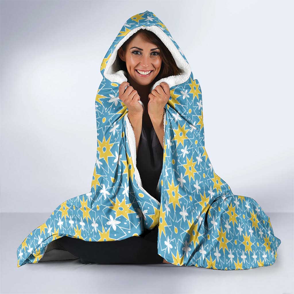 Israel Christmas Hooded Blanket with Blue-Yellow Star Pattern, Menorah, and Santa Motif - Wonder Print Shop