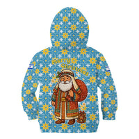 Israel Christmas Kid Hoodie with Blue-Yellow Star Pattern, Menorah, and Santa Motif - Wonder Print Shop